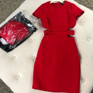 BRAND NEW Lulus red tight dress with slits